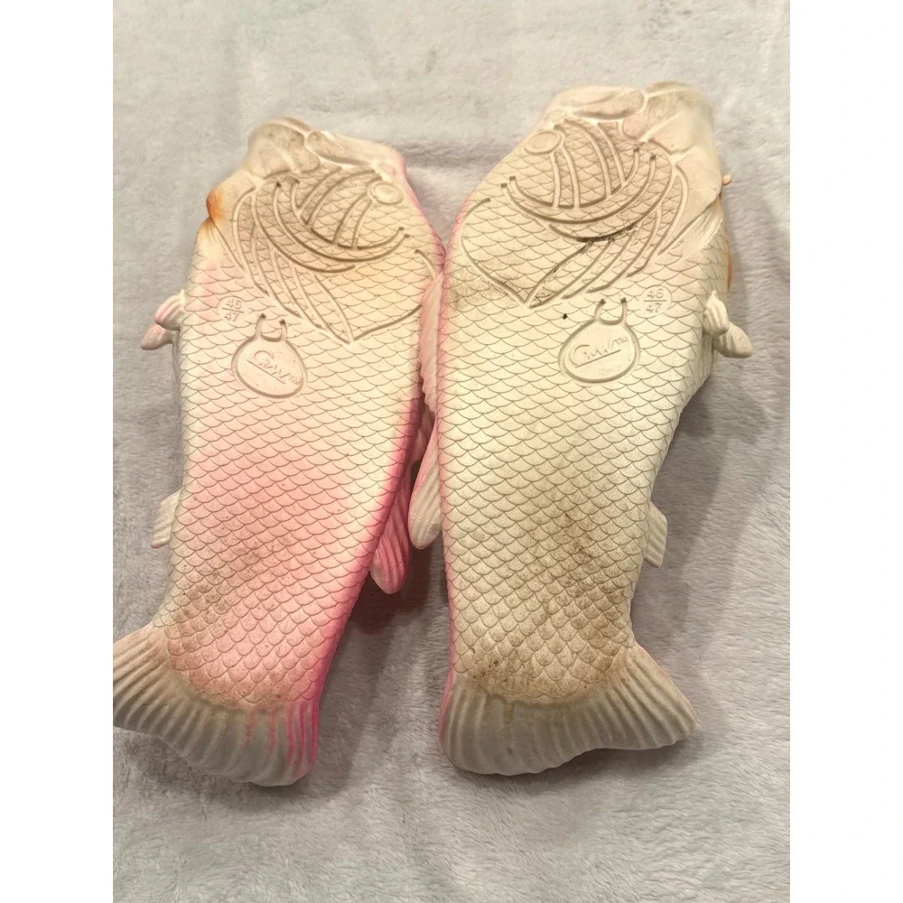 GMW Fish Flip Flops Pink Bass Slides Sandals Mens 11-12 Womens 13-14 EU 46-47